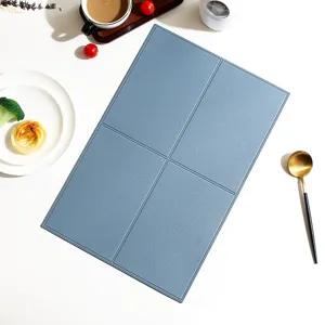 Nordic minimalist solid color grid leather placemat rectangular heat insulation table mat
