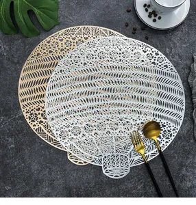 Hollow PVC gold-stamped placemat heat-resistant non-slip waterproof Nordic dining table mat