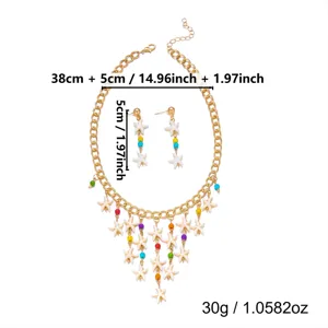 Dettaglio del set collana e orecchini a stella marina con dimensioni e peso estivo.