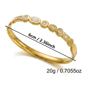 Goldenes Edelstahlarmband mit Steinen, 6cm Durchmesser und 20g Gewichtsspezifikationen