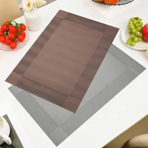 PVC woven placemats heat resistant waterproof oilproof table mats for dining table home kitchen