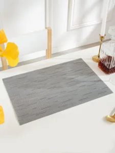 Gray PVC woven placemat heat resistant waterproof table mat for modern luxury dining room decor