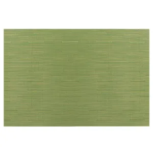 Green PVC woven placemat for dining table, heat resistant, waterproof and oil proof pad.