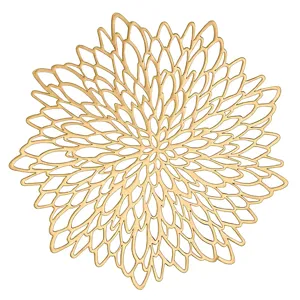 Goldene hohle Blumen Tischset PVC hitzebeständig abwaschbar Esstisch Matte im Ins Stil