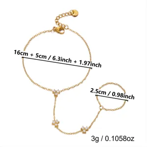 Bracelet bague en acier inoxydable doré avec étoiles en zircon et mesures