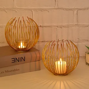 Modern minimalist metal wire candle holder, perfect for home decor, weddings, and tabletop displays.