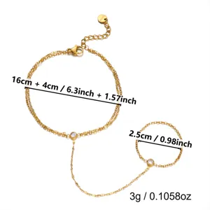 Vue détaillée du bracelet-bague doré indiquant les dimensions et le poids précis.