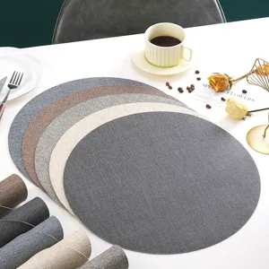 Set de Table en Similicuir Imperméable Résistant à l'Huile Isolation Thermique Tapis de Table Uni Style Européen