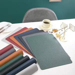 Faux leather placemat waterproof heat resistant table mat with braided design