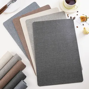 PU Leather Place Mats Waterproof Oil-Proof Heat-Insulating Modern Minimalist Solid Color Dining Table Mat Home Kitchen Decor