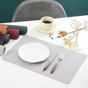 PU leather placemat waterproof heat resistant table mat European style kitchen dining mat