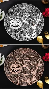 Set de table creux en PVC d'Halloween rond isolation thermique antidérapant déco
