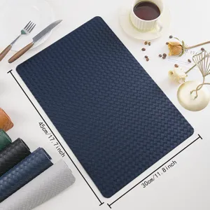Waterproof PU leather placemat woven design heat resistant table mat for home dining table