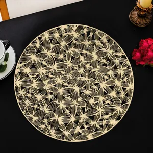 Luce Lusso Traforato Dorato PVC Tovaglietta Rotonda Isolamento Termico Tappetino per Ristorante Occidentale Decorazione Tavolo da Pranzo