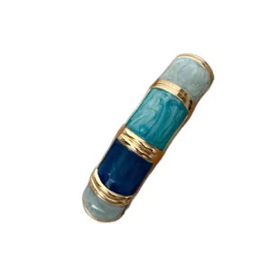Vintage-Armreif aus vergoldeter Legierung mit dreifarbigem blauen Emaille-Design für Damen