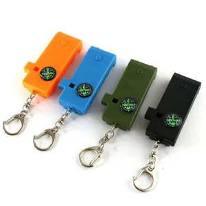 Sifflet de survie multifonctionnel 5 en 1 pour extérieur avec boussole et porte-clés.