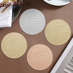 Hollow bronzing round PVC coaster heat insulation coffee tea cup mat ins style table decor