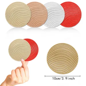 Round PVC Coaster Heat Insulation Hollow Wave Pattern Table Mat 10cm Diameter