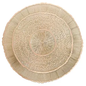 Mantel Individual Redondo de PVC Resistente al Calor Dorado Hueco Decoración de Mesa