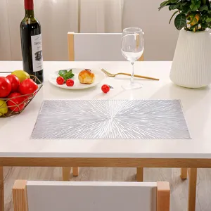 Tovaglietta in PVC cavo argentato, tappetino da tavola termoisolante moderno per sala da pranzo.