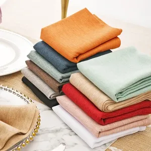 Solid color linen dinner napkins close up detail display for home and restaurant table decor.