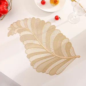 Nordic Style Hollow PVC Bronzing Table Mat Heat Insulation Oil-Proof Washable Dining Table Placemat For Home Kitchen Decor