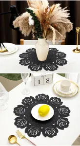 Nordic hollow rose felt placemat heat insulation table mat elegant dining room decor
