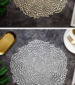 Hollow round placemat heat insulated dining table mat decorative waterproof coffee coaster set.