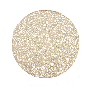 Tovaglietta rotonda in PVC traforato, tappetino geometrico dorato minimalista, impermeabile.