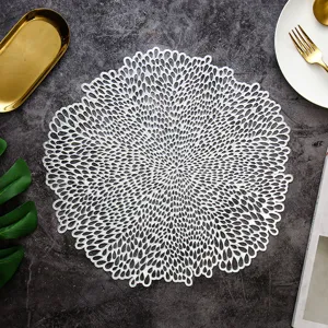 White round hollow placemat heat resistant waterproof table mat for dining room kitchen decor