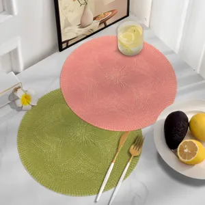 Runde PVC gewebte Tischmatte hitzebeständig hohle Esstisch Dekoration Tischset Set