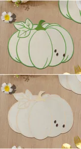 Fabric embroidery pumpkin placemat stylish thermal insulation table mat for home dining table