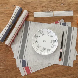 PVC striped placemats set heat resistant waterproof table mat for dining table kitchen decor