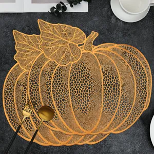Gold pumpkin hollow PVC placemat Nordic style waterproof dining table mat kitchen decor