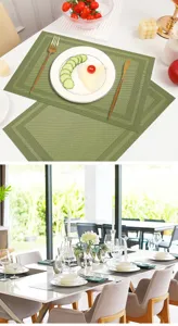 Tovaglietta verde in PVC resistente al calore e impermeabile per decorazione tavola lusso
