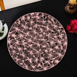 Tovaglietta rotonda in PVC cavo rosa tappetino da tavola isolamento termico 1pz