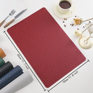 Waterproof PU leather placemat heat resistant woven dining table mat 45x30cm for home kitchen