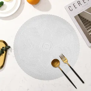 Tovaglietta rotonda argentata tappetino isolante minimalista motivo girasole decoro tavola