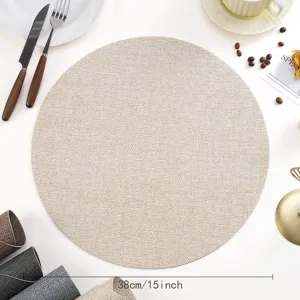 Set de table rond en cuir PU imperméable résistant à la chaleur 38cm style européen salle à manger