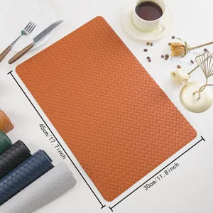 Woven PU Leather Placemat Waterproof Heat Resistant Table Mat 45x30cm Kitchen Dining Decor