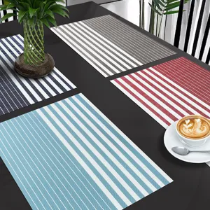 PVC Placemat Heat Resistant Waterproof Oil Proof Table Mat Modern Striped Dining Table Mat Kitchen Accessories