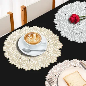 Runde PVC Heißprägung Tischset Luxus Tellerunterlage für westliches Restaurant 1 Stk
