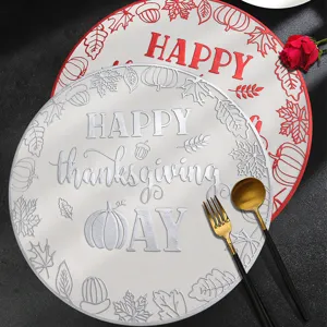Nordic PVC hollow Thanksgiving placemat waterproof hot stamping pumpkin round table mat.