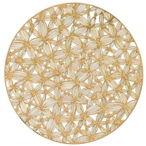 Tovaglietta rotonda cava in PVC dorato tappetino da cucina resistente al calore 1pz