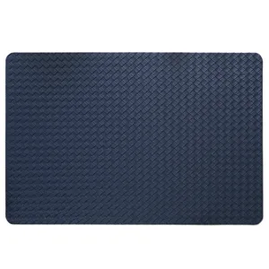 Dark blue woven leather placemat, waterproof heat insulation dining table mat for home decor.