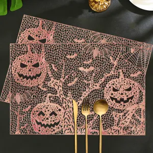 Halloween hollow PVC placemat Nordic style metallic decorative table mat for dining room