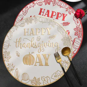 Gold stamping PVC Thanksgiving placemat hollow heat insulation table mat for dining room decor