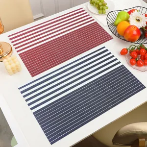 PVC striped placemats set, heat resistant, waterproof and oil proof for dining table.