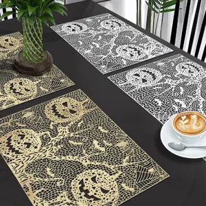 Hollow PVC placemat Nordic style Halloween pumpkin decorative table mat anti-slip heat resistant