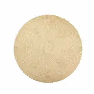 Tovaglietta rotonda dorata traforata resistente al calore lavabile decorazione cucina